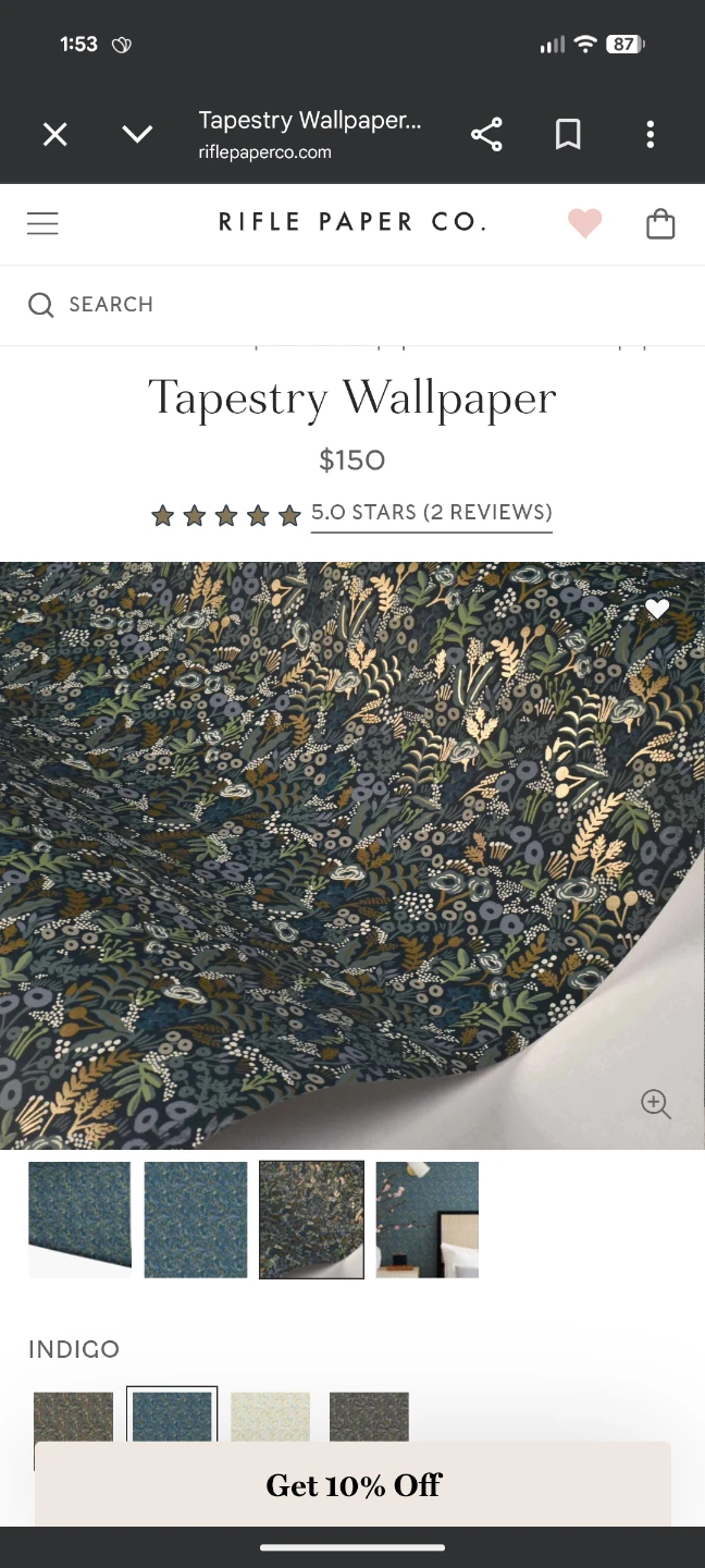 Rifle Paper Co. Wallpaper 'Tapestry' Indigo same lot unopened