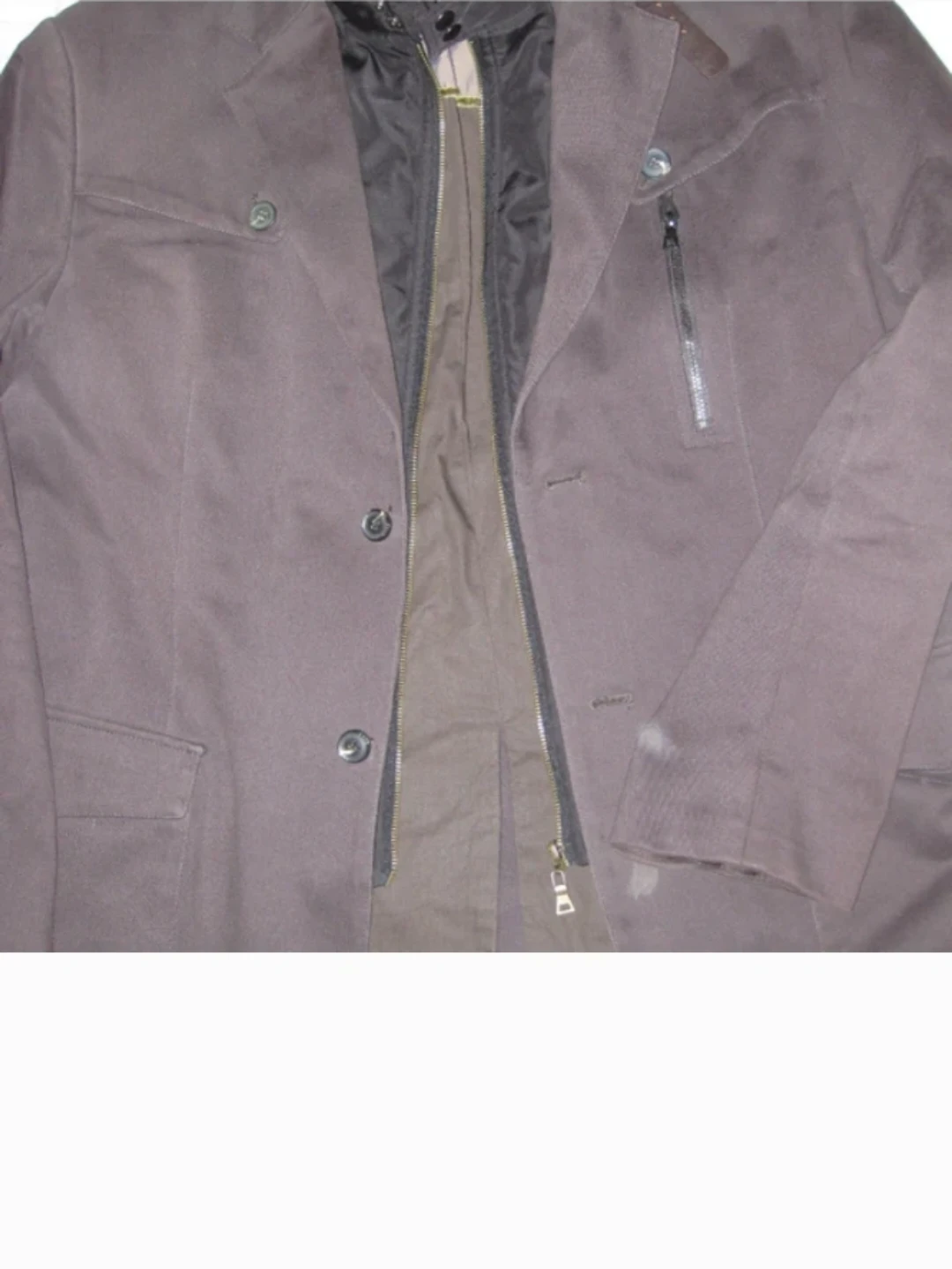 2 PC COAT BROWN VEST BLACK XL 44 42 JACKET Mens - photo 3