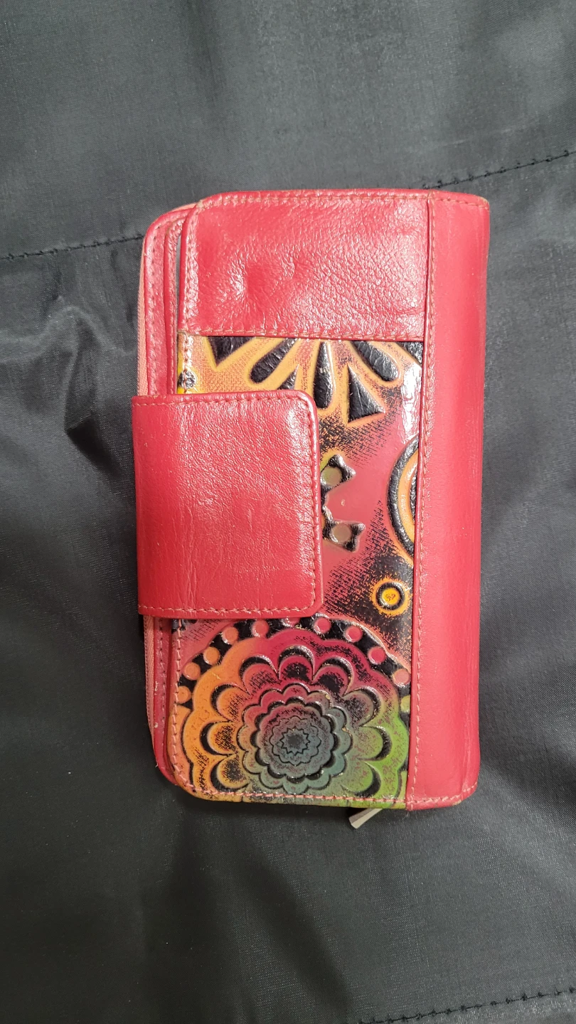 Red Wallet with Floral Design