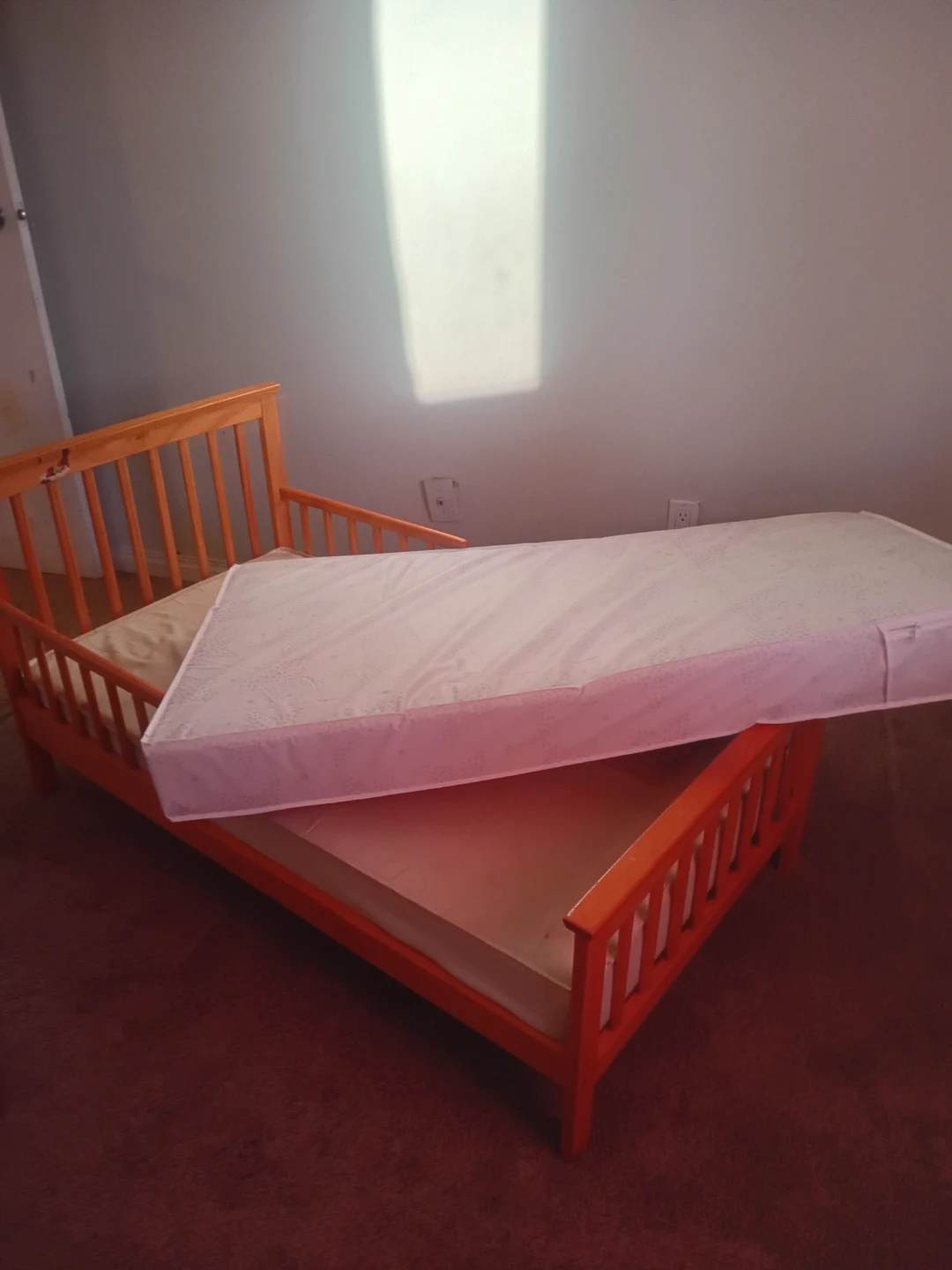 Orange Toddler Bed with Mattress