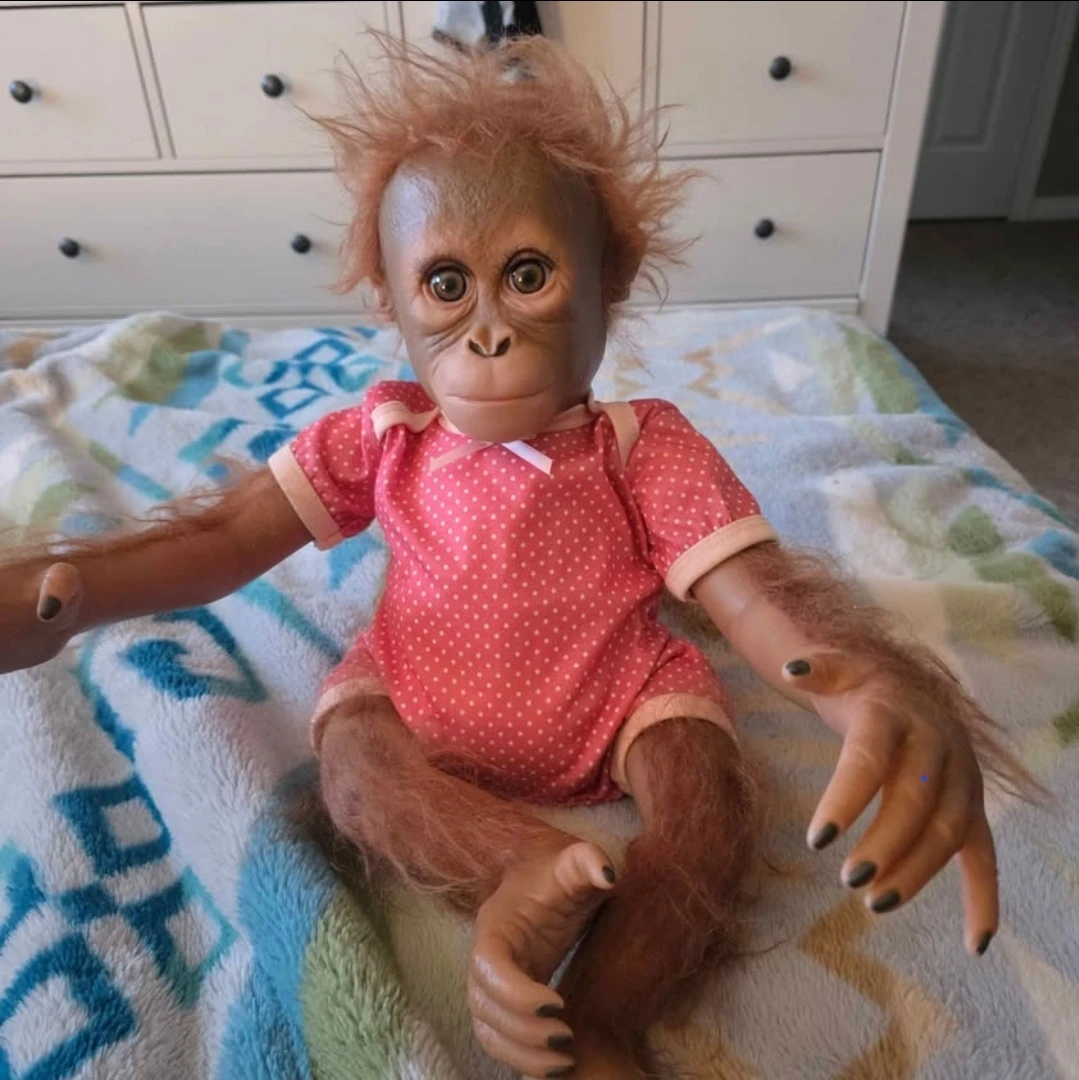 Reborn Orangutan Baby Doll Pink Polka Dot Outfit