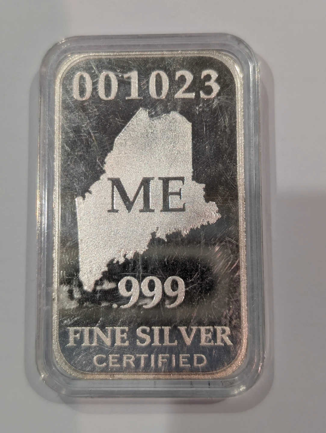 U.S. State Silver Bar - Full Troy Oz - Maine Map Design - photo 2