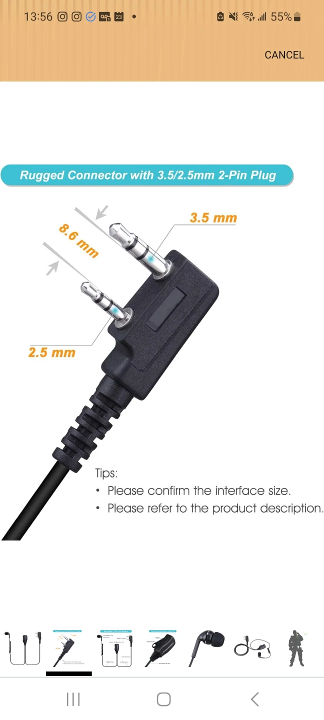 COMMIXCS Walkie Talkie Headset, 2-Pin 3.5mm/2.5mm in-Ear - photo 4