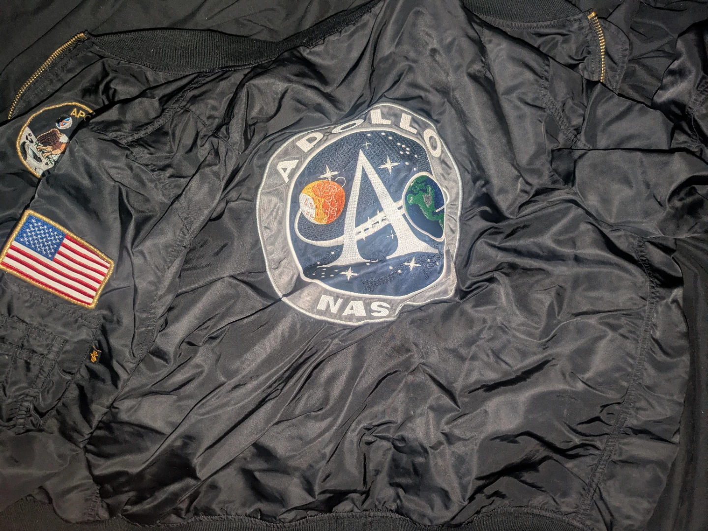 Alpha Industries black NASA Bomber Jacket (XL)