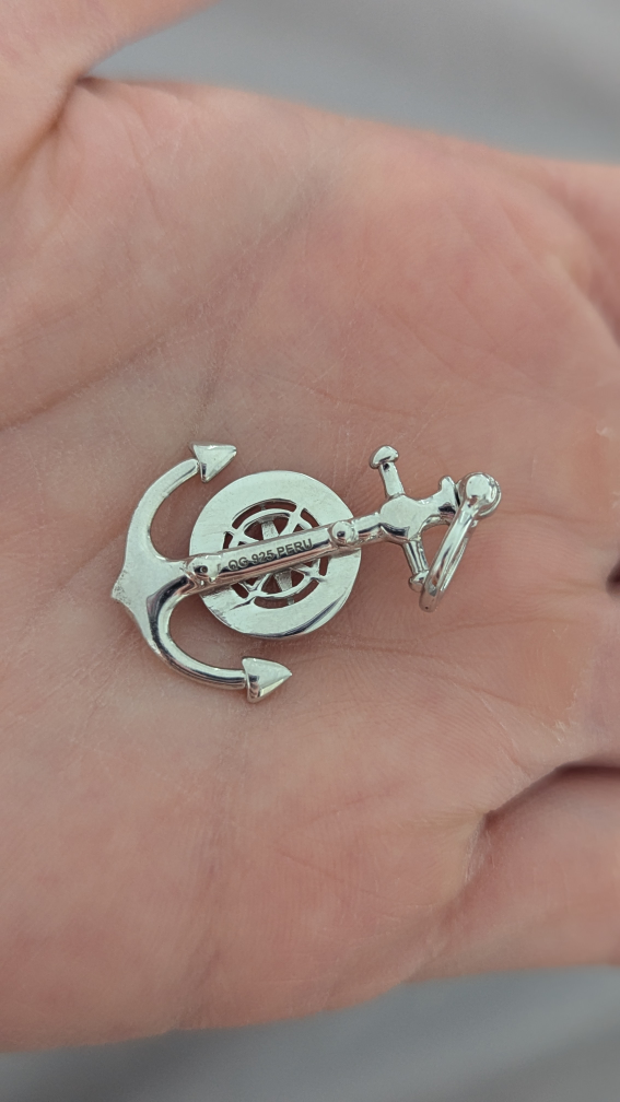 925 Sterling Silver Anchor Compass Pendant Necklace - photo 3