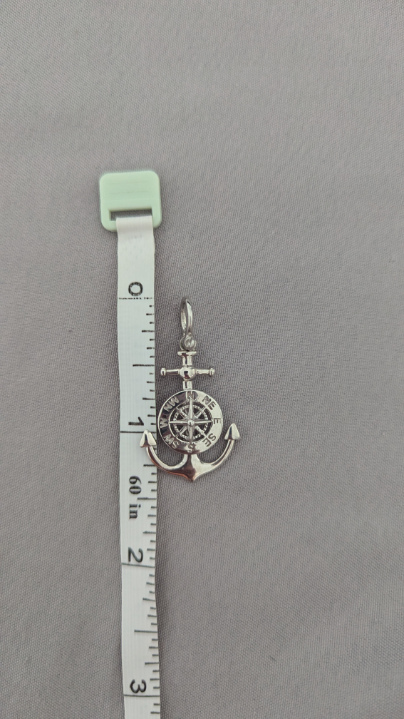 925 Sterling Silver Anchor Compass Pendant Necklace - photo 4
