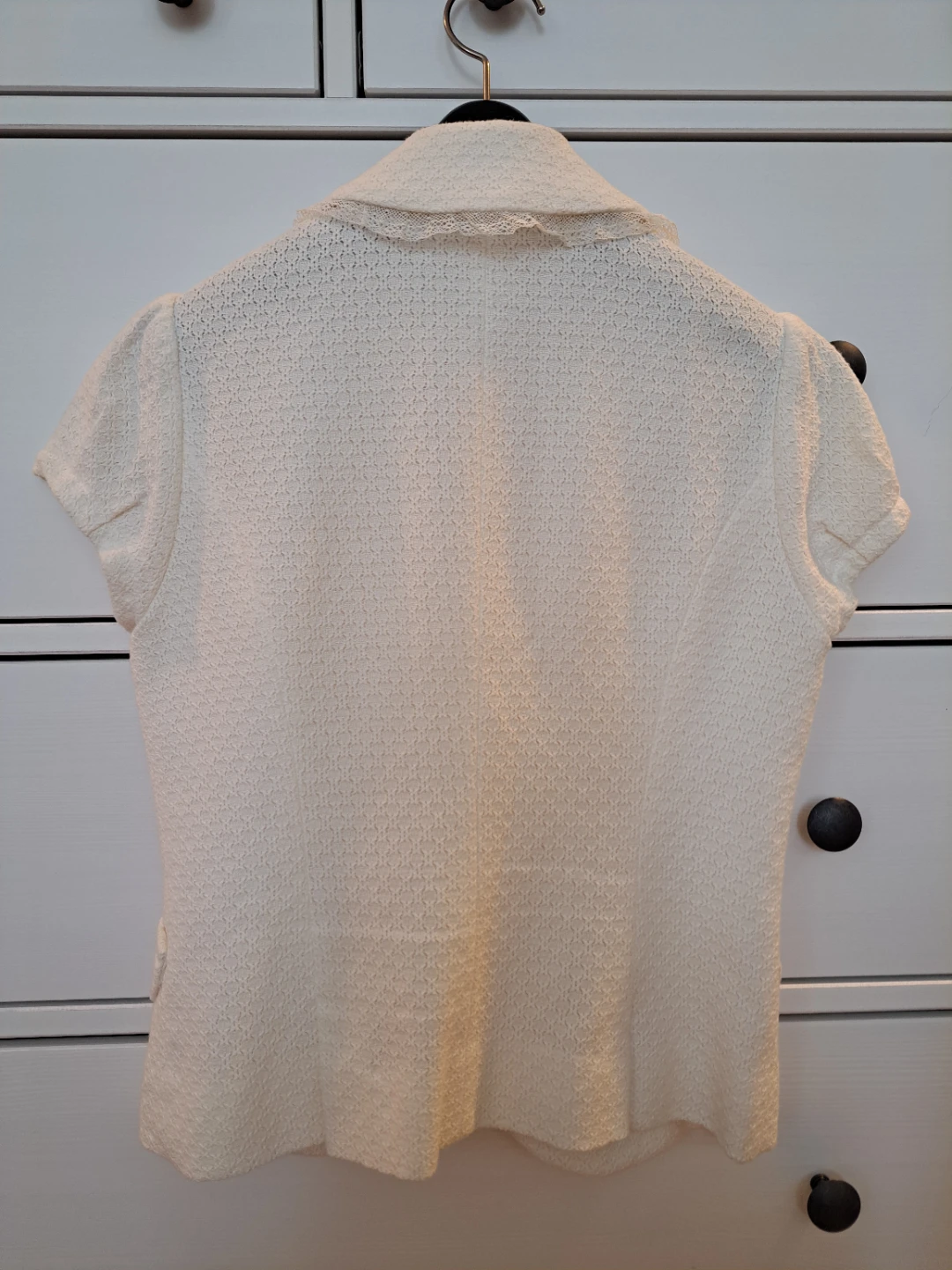 Women's Cream Textured Short Sleeve Blazer - photo 2