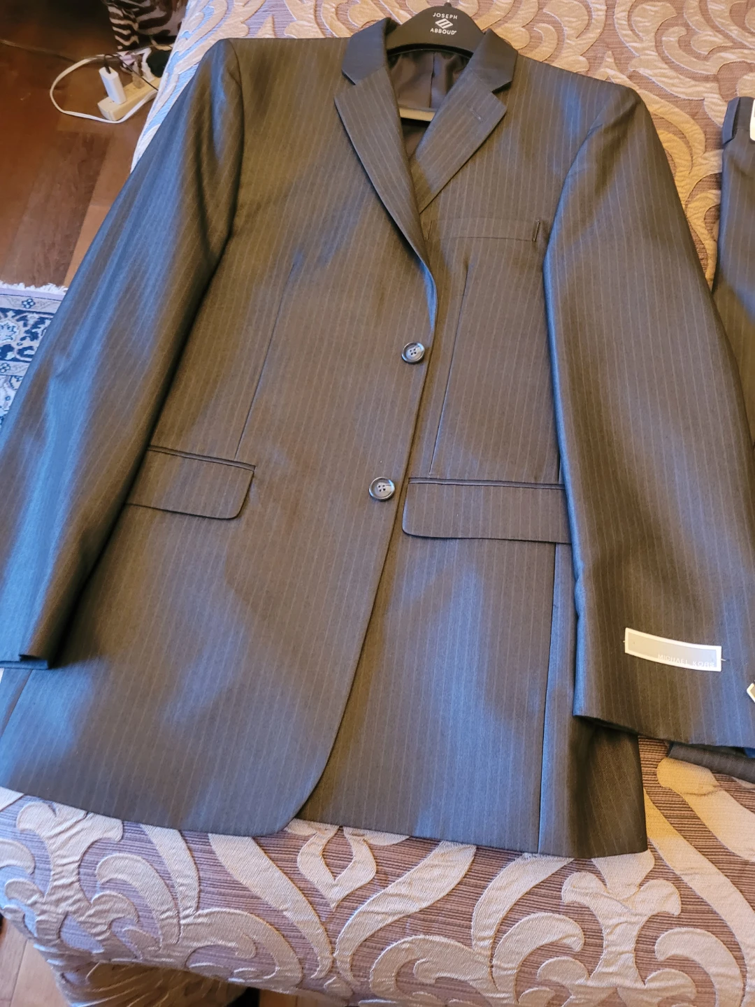 Michael Kors Men's Grey Pinstripe Suit Jacket and Pants
