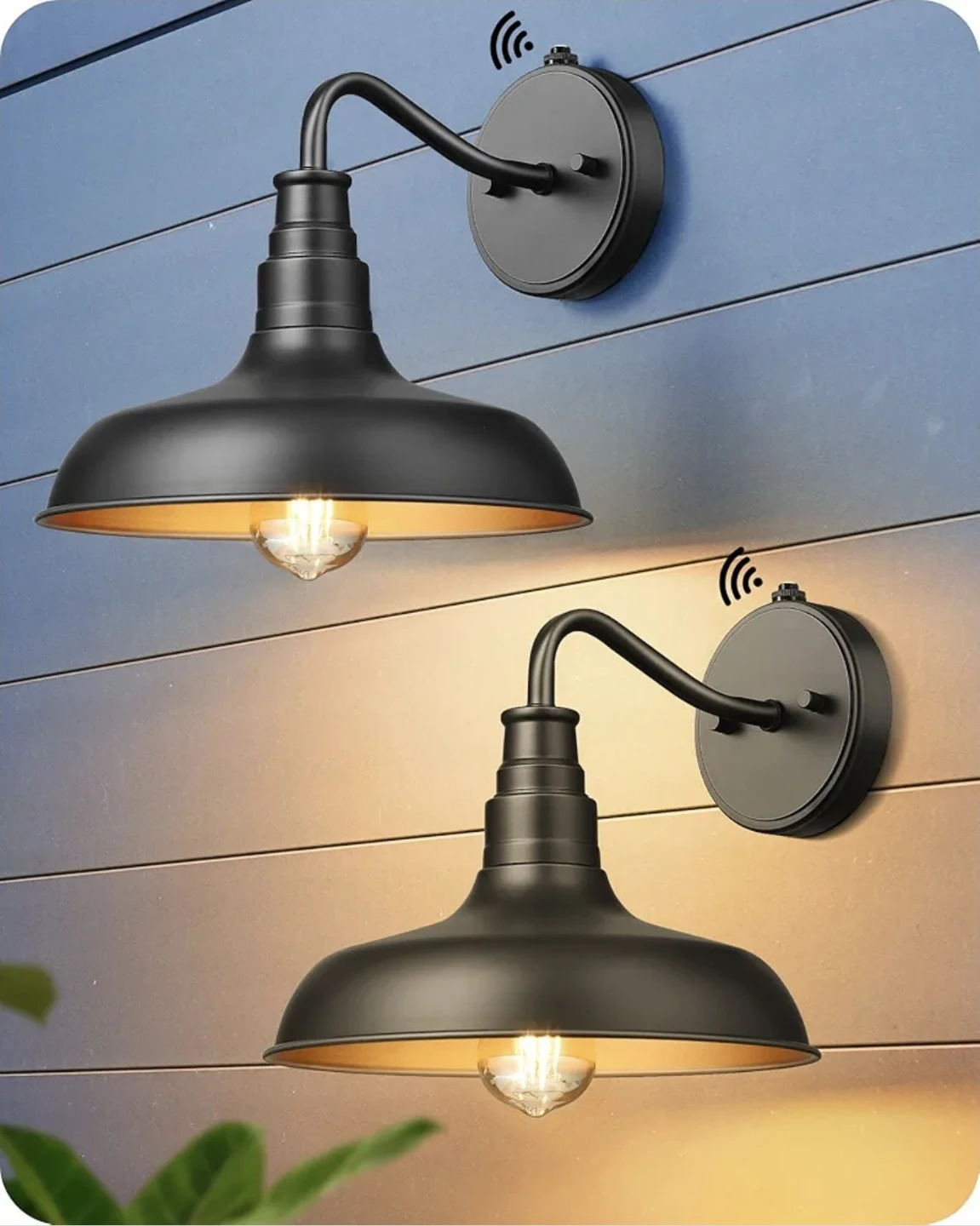 Black Outdoor Barn Light with Dusk to Dawn Sensor (pack of 2)