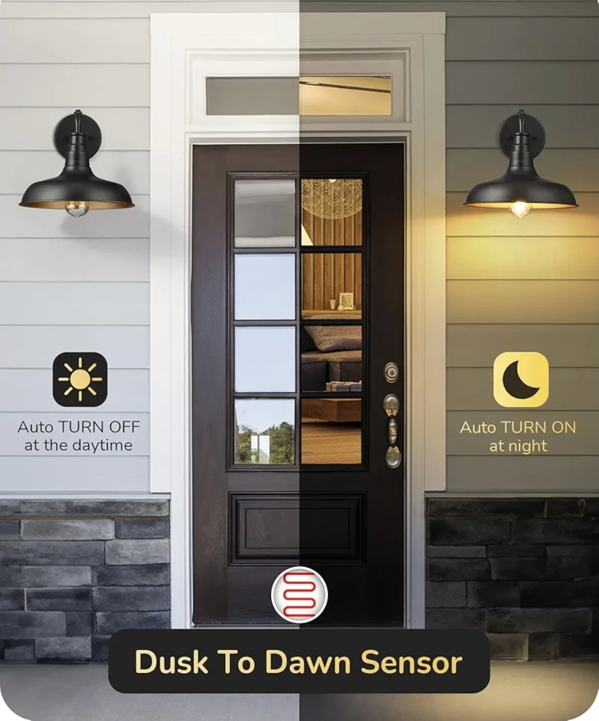 Black Outdoor Barn Light with Dusk to Dawn Sensor (pack of 2) - photo 2