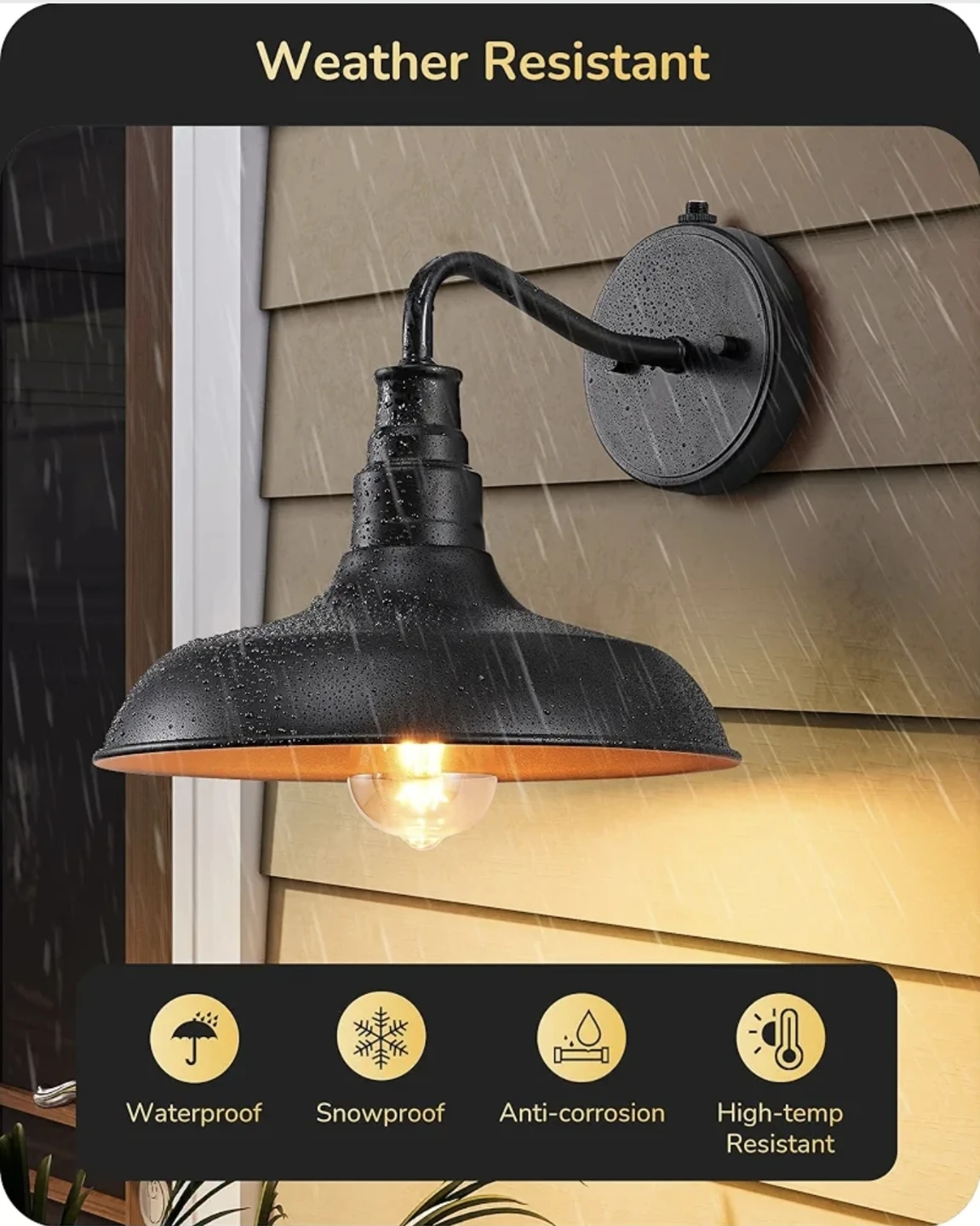 Black Outdoor Barn Light with Dusk to Dawn Sensor (pack of 2) - photo 4