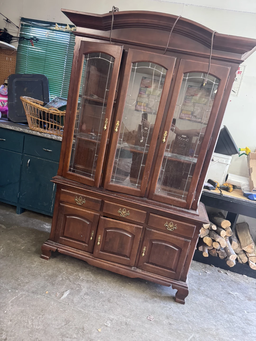 Wooden China Cabinet with Glass Doors