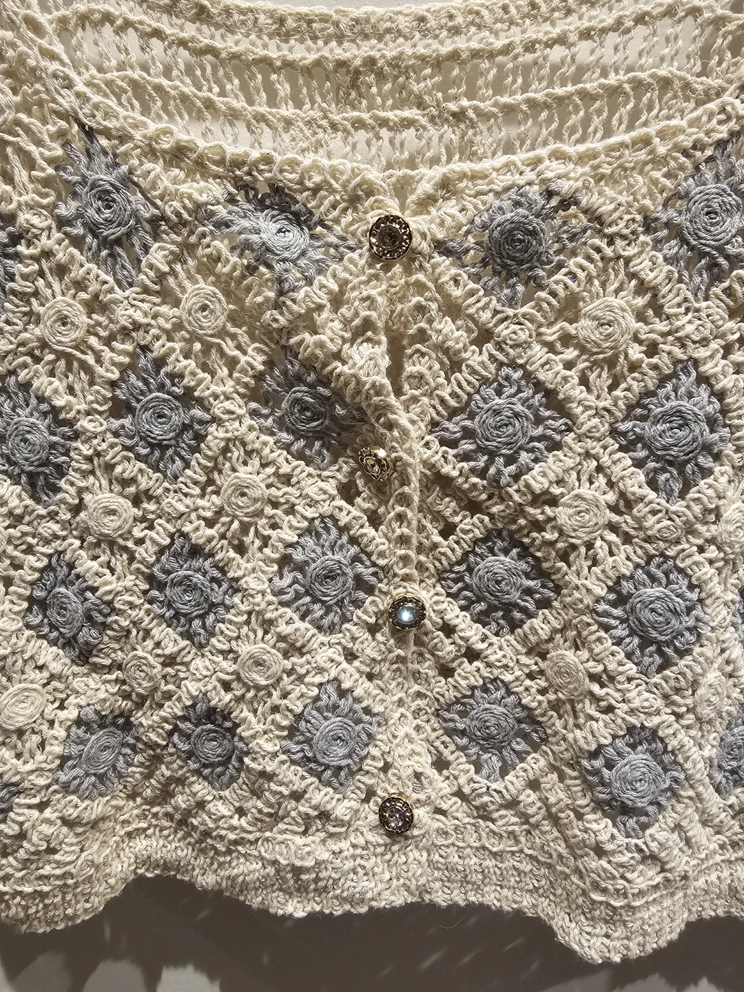 Crocheted Crop Top with Floral Detail - photo 4