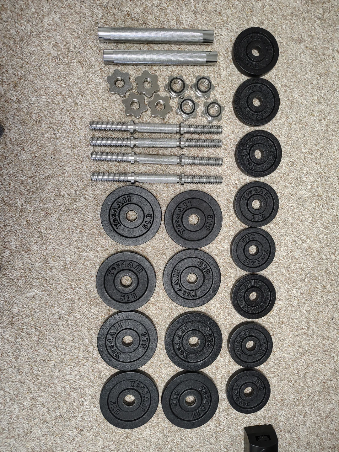 Adjustable Dumbbell Set w/ Plates (Complete Set)