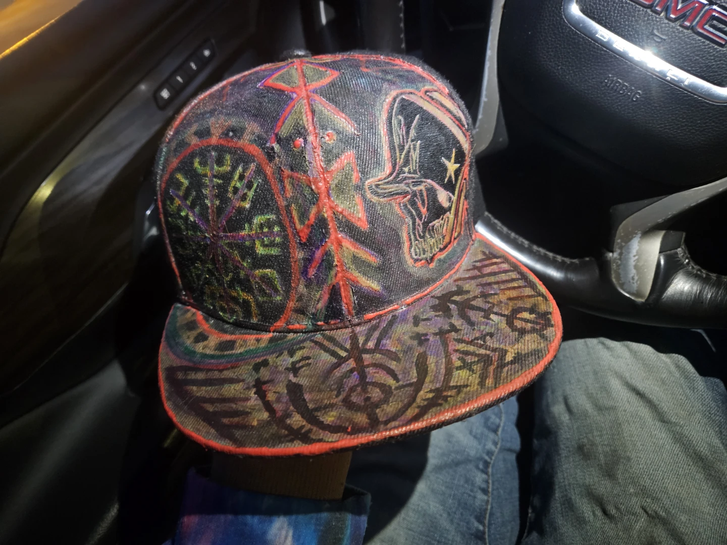 Metal militia Viking/Norse Runes snap back custom painted