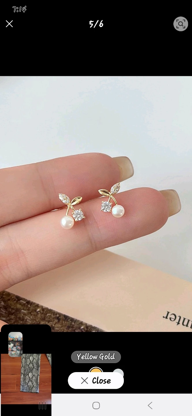 Gold Cherry Pearl & Crystal Stud Earrings - photo 3