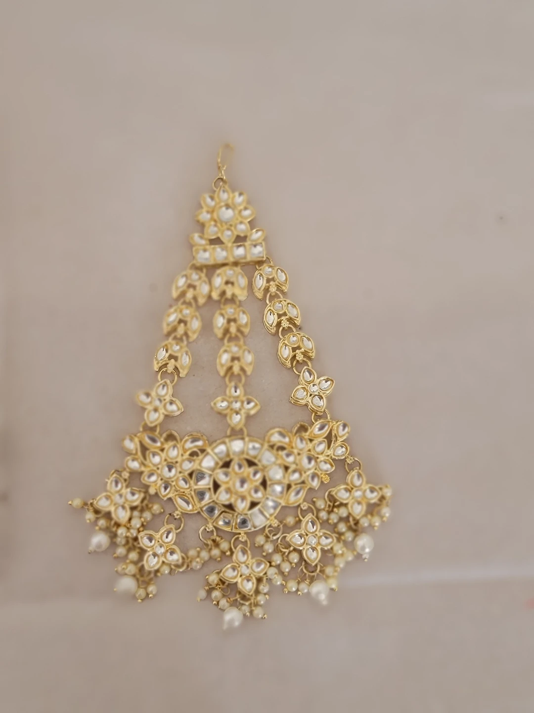 Gold Toned Statement Tikka with Pearls