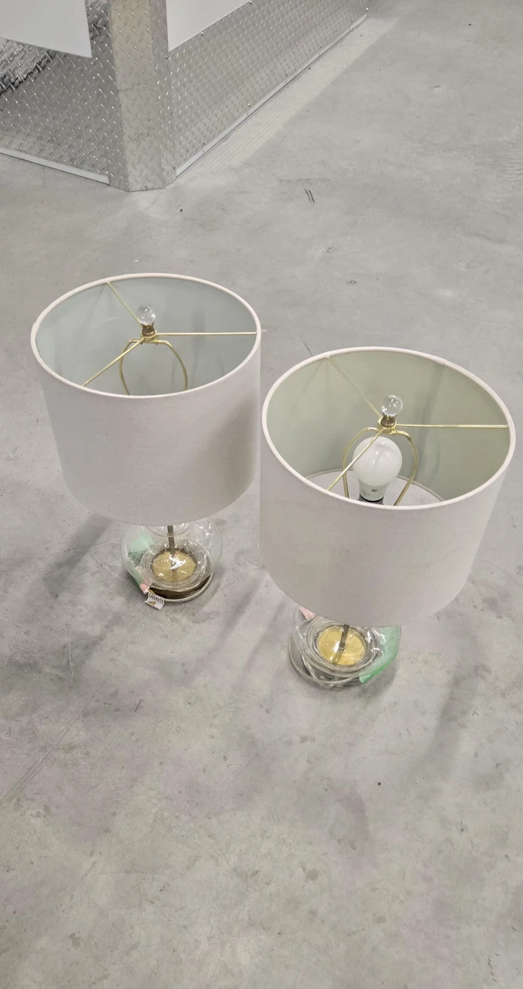 Pair of Table Lamps with White Drum Shades - photo 2