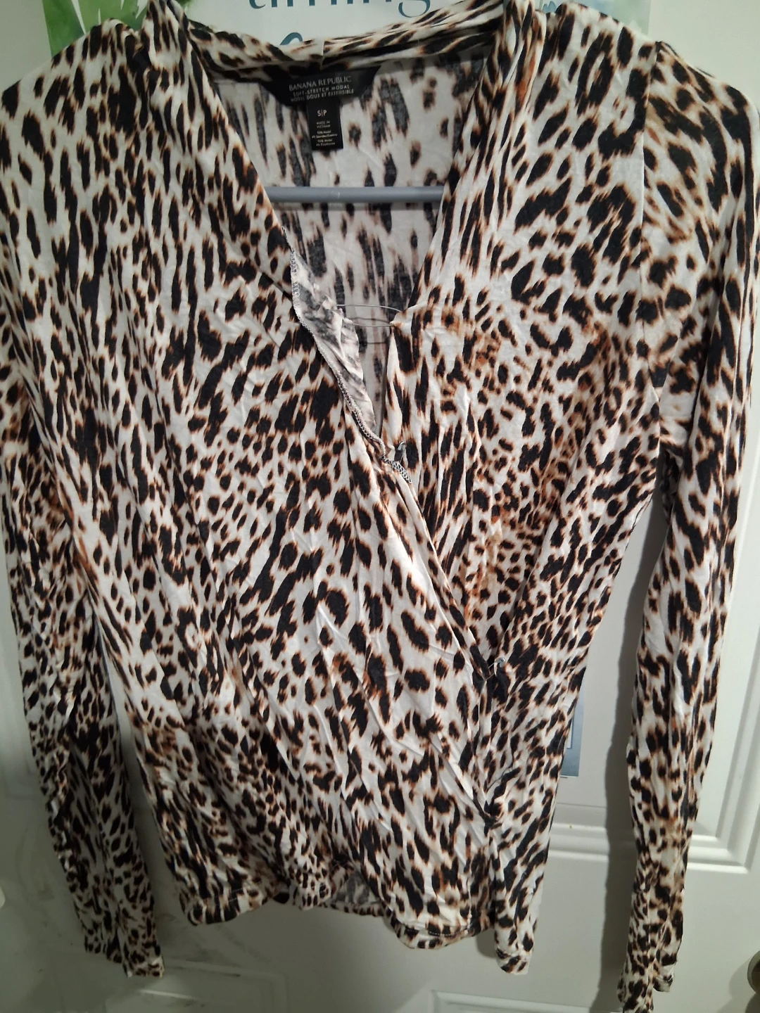 Banana Republic Women's S/P Leopard Print Wrap Top