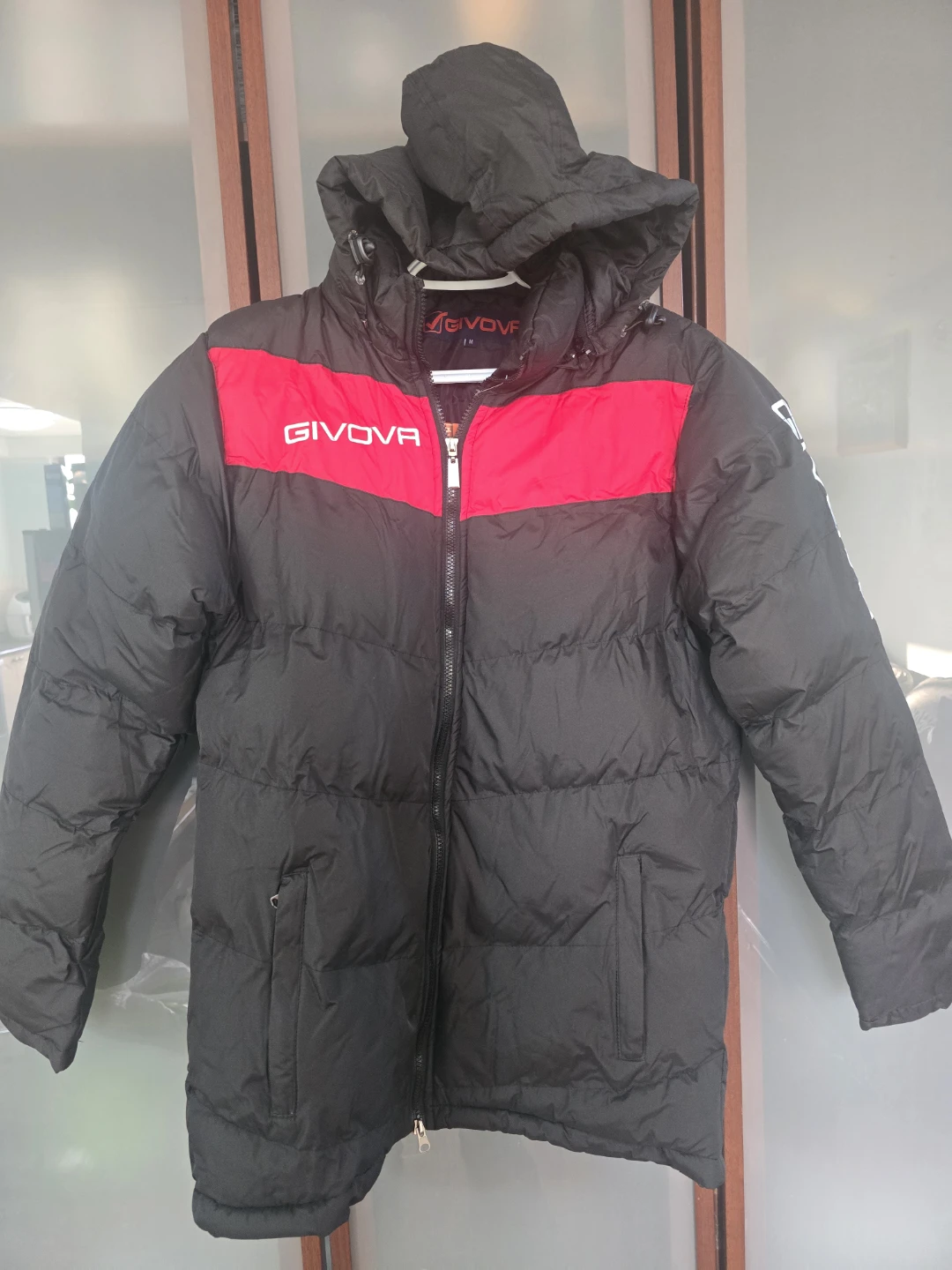 Givova Puffer Jacket - Black/Red - Size M