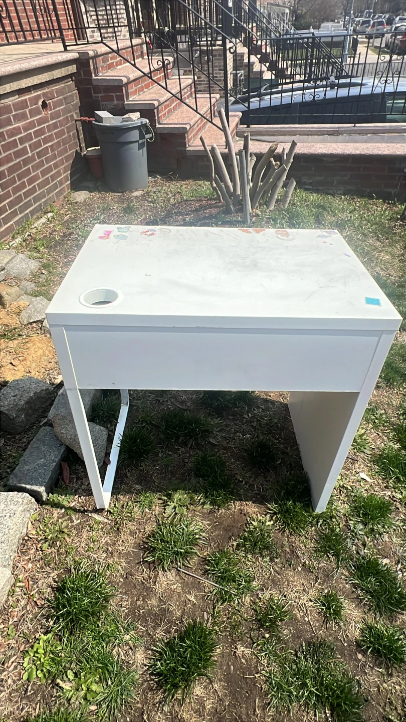 White Kids Desk with Drawer and Cup Holder