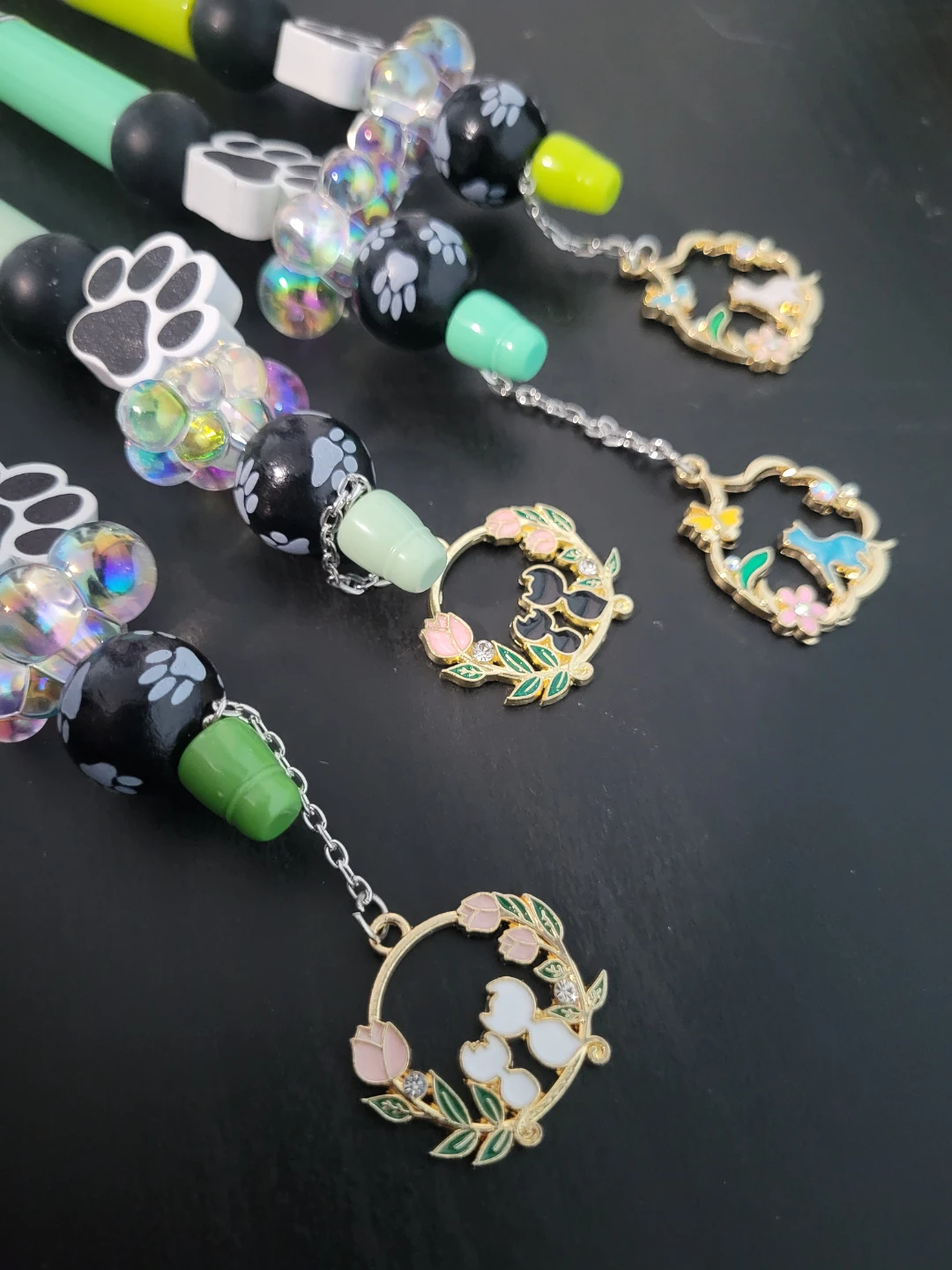 Handmade Cat Paw Print Beaded Pens (Set of 4) - photo 2