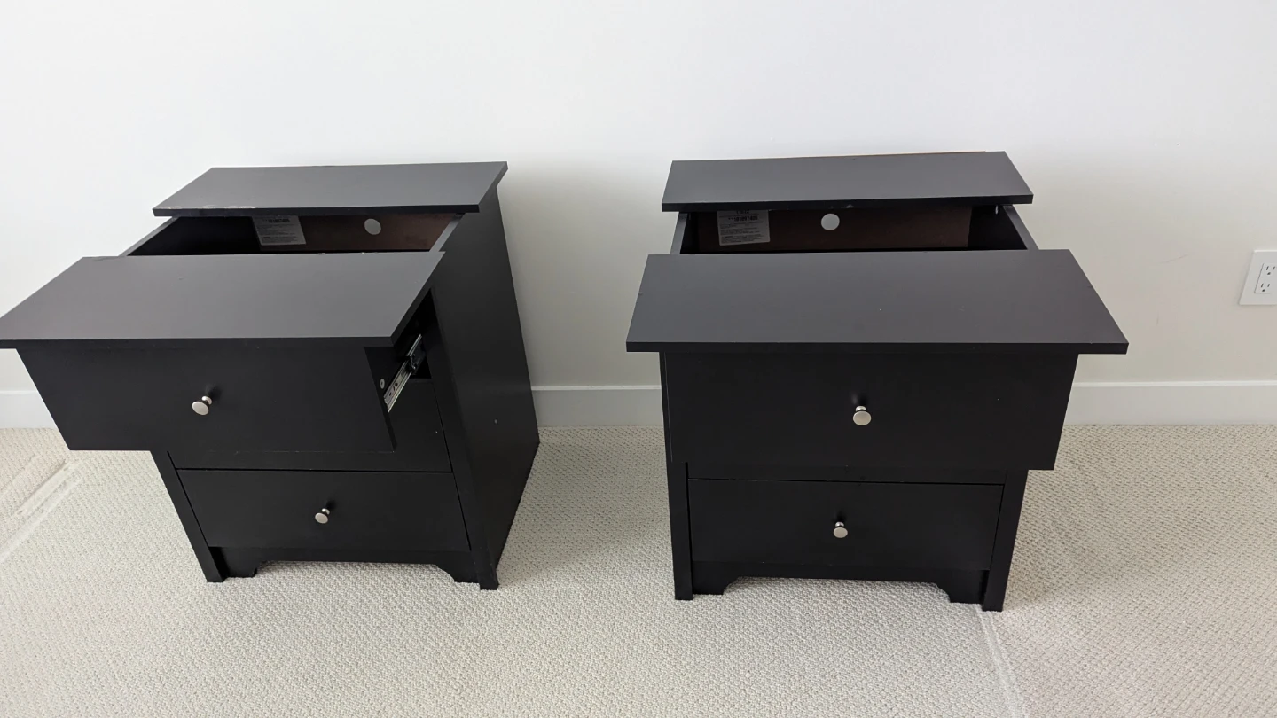 Moving sale- Black Nightstands with Drawers - Set of 2