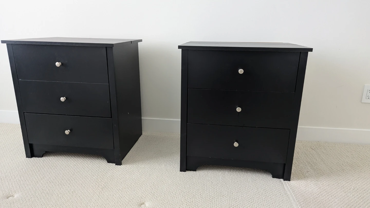 Moving sale- Black Nightstands with Drawers - Set of 2 - photo 3