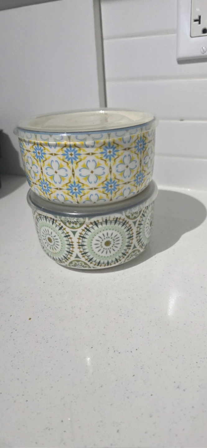 Set of 2 Decorative Ceramic Bowls with Lids