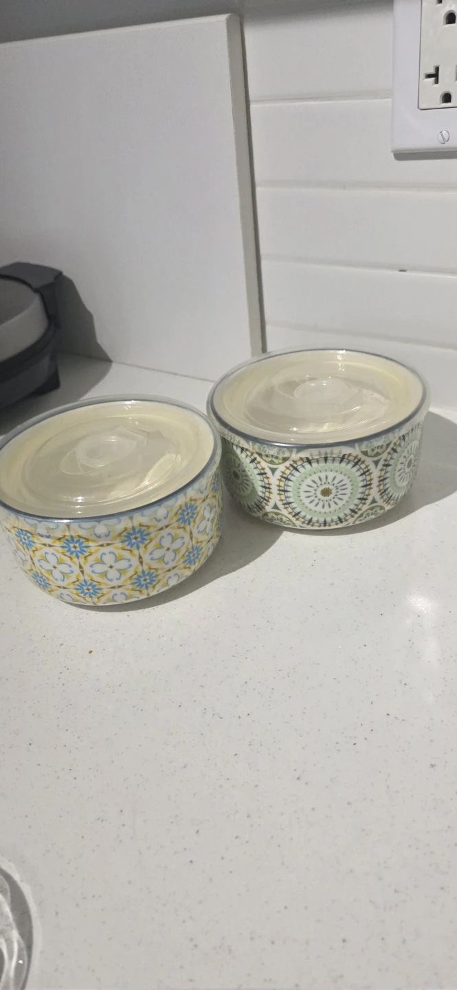 Set of 2 Decorative Ceramic Bowls with Lids - photo 2