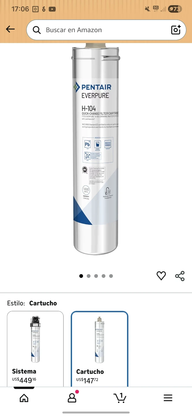 Pentair Everpure H-104 Quick-Change Water Filter Cartridge