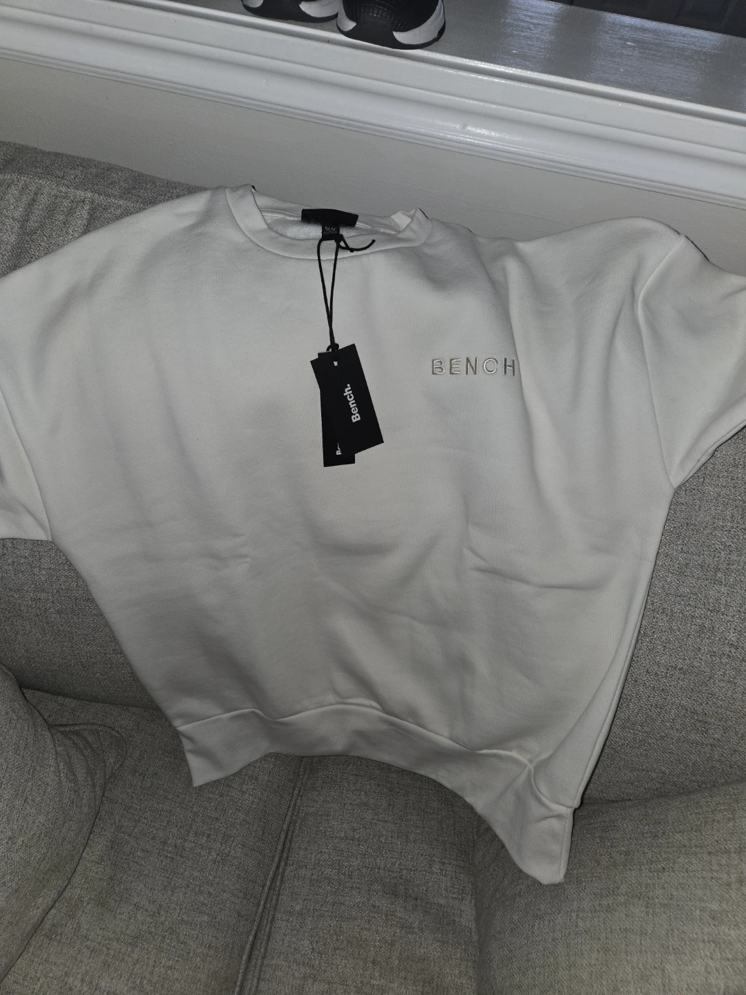 NEW WITH TAGS Bench Joda Vertical Logo Crew Neck Sweater - White - photo 4