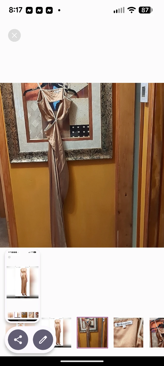 Reformation Poppies Croissant Tan Cut Out Silk Dress - photo 3