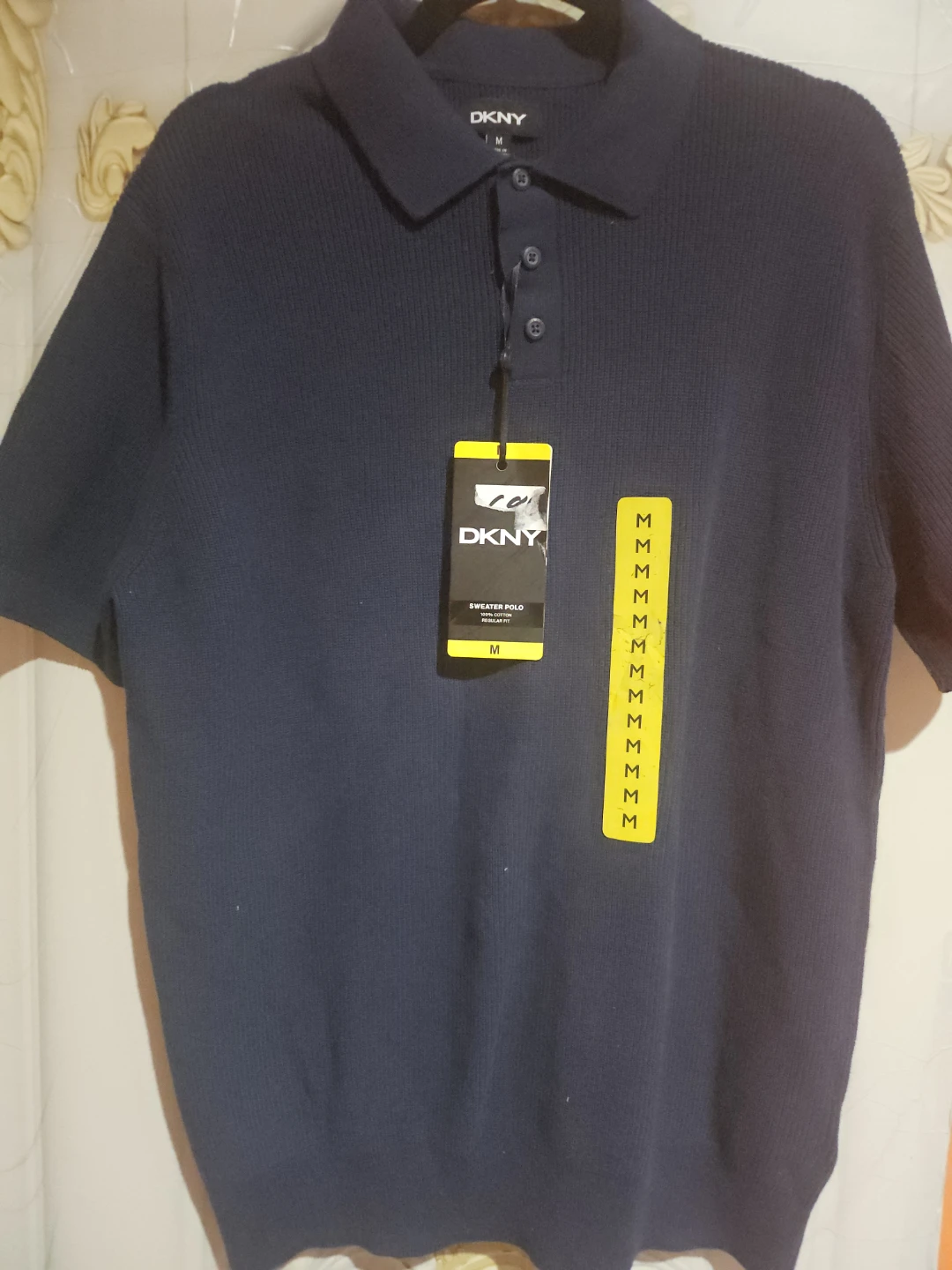 DKNY Men's Sweater Polo Shirt - Navy, Size M - photo 2