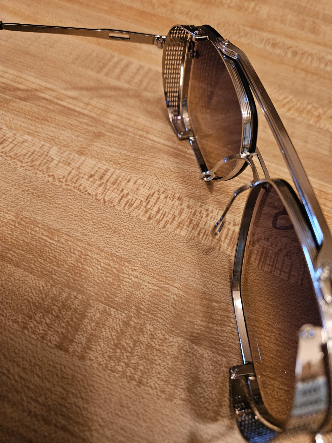 Silver Frame Aviator Sunglasses with Side Shields - photo 3