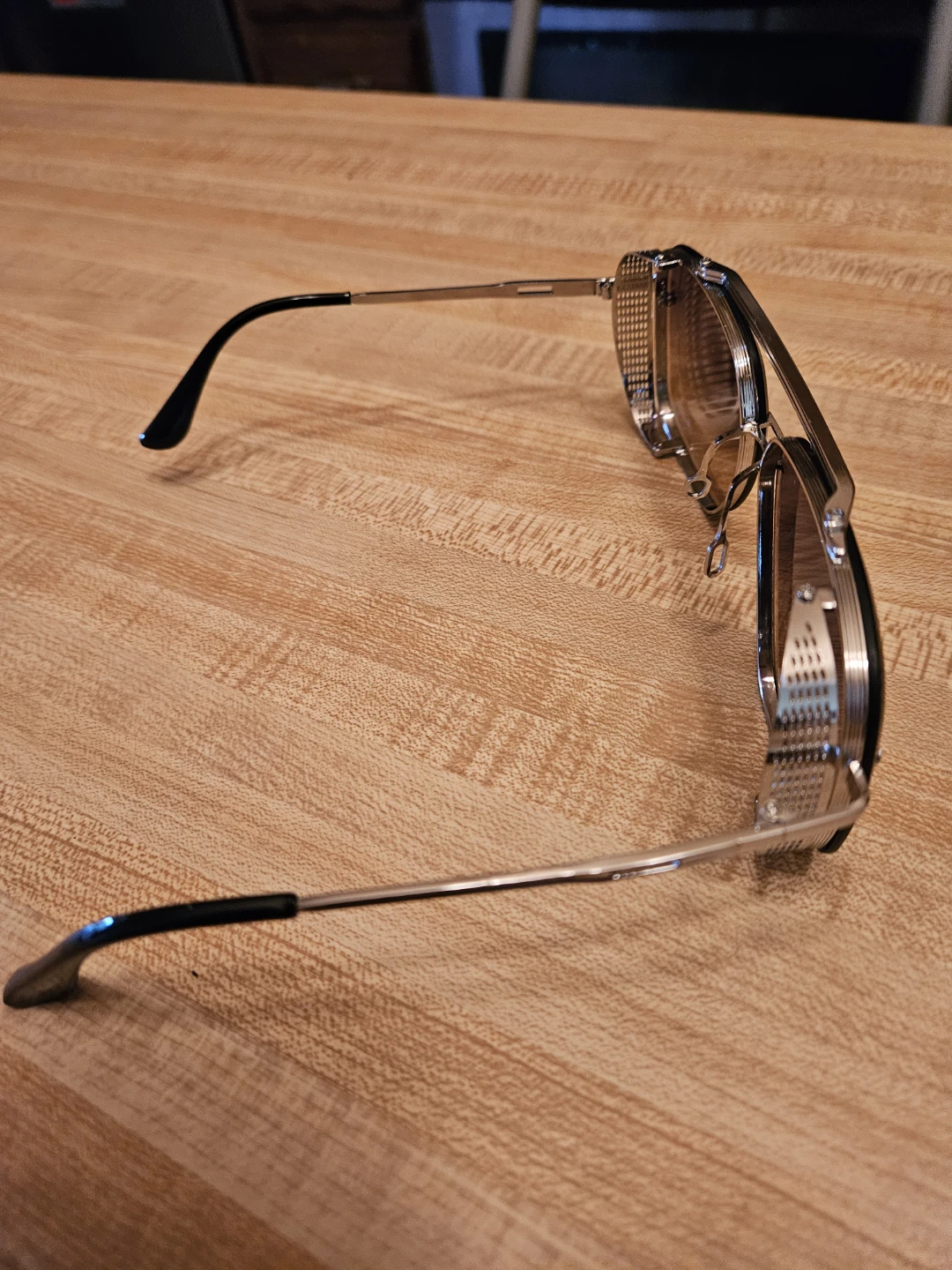 Silver Frame Aviator Sunglasses with Side Shields - photo 5