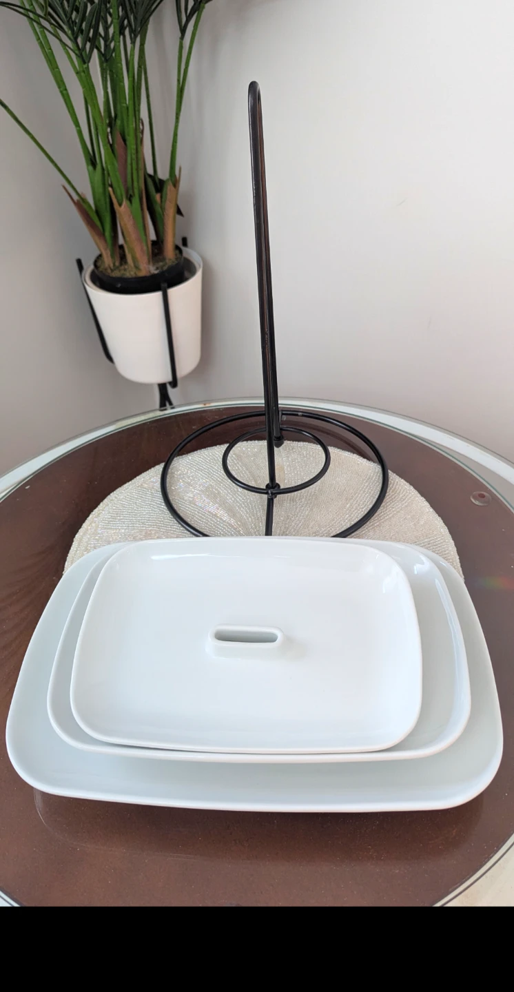 3-Tier White Rectangular Serving Platter Stand - photo 3