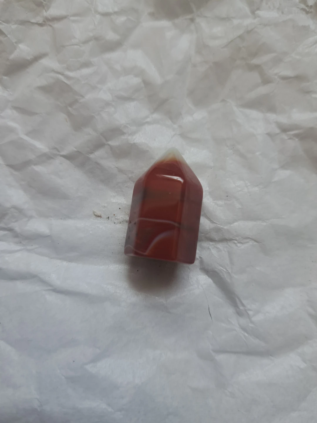 Red and White Striped Crystal Point