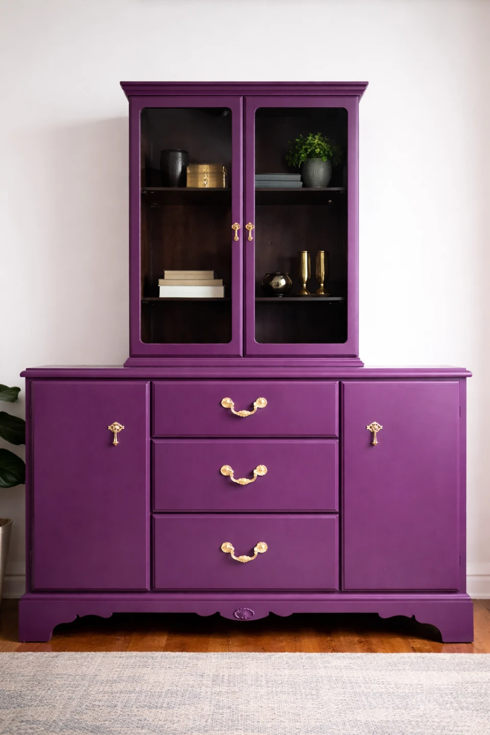 Purple China Cabinet with Drawers
