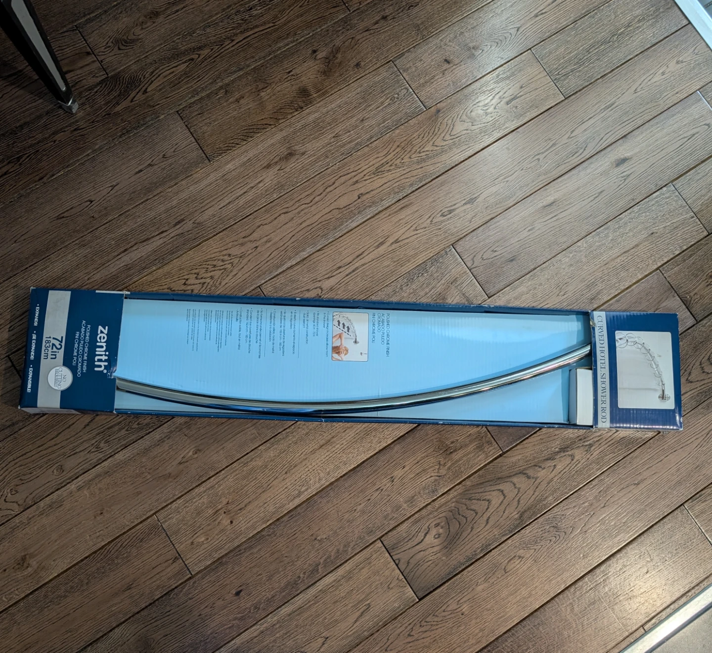 New in box! Zenith Curved Hotel Shower Rod, Chrome - photo 2