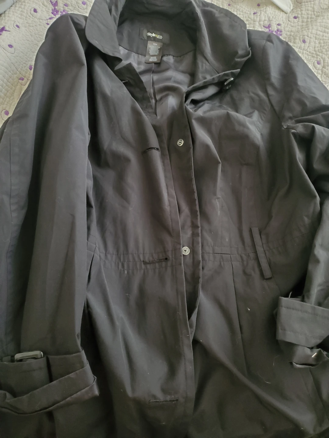 Style & Co. Woman Black Trench Coat Size 22W