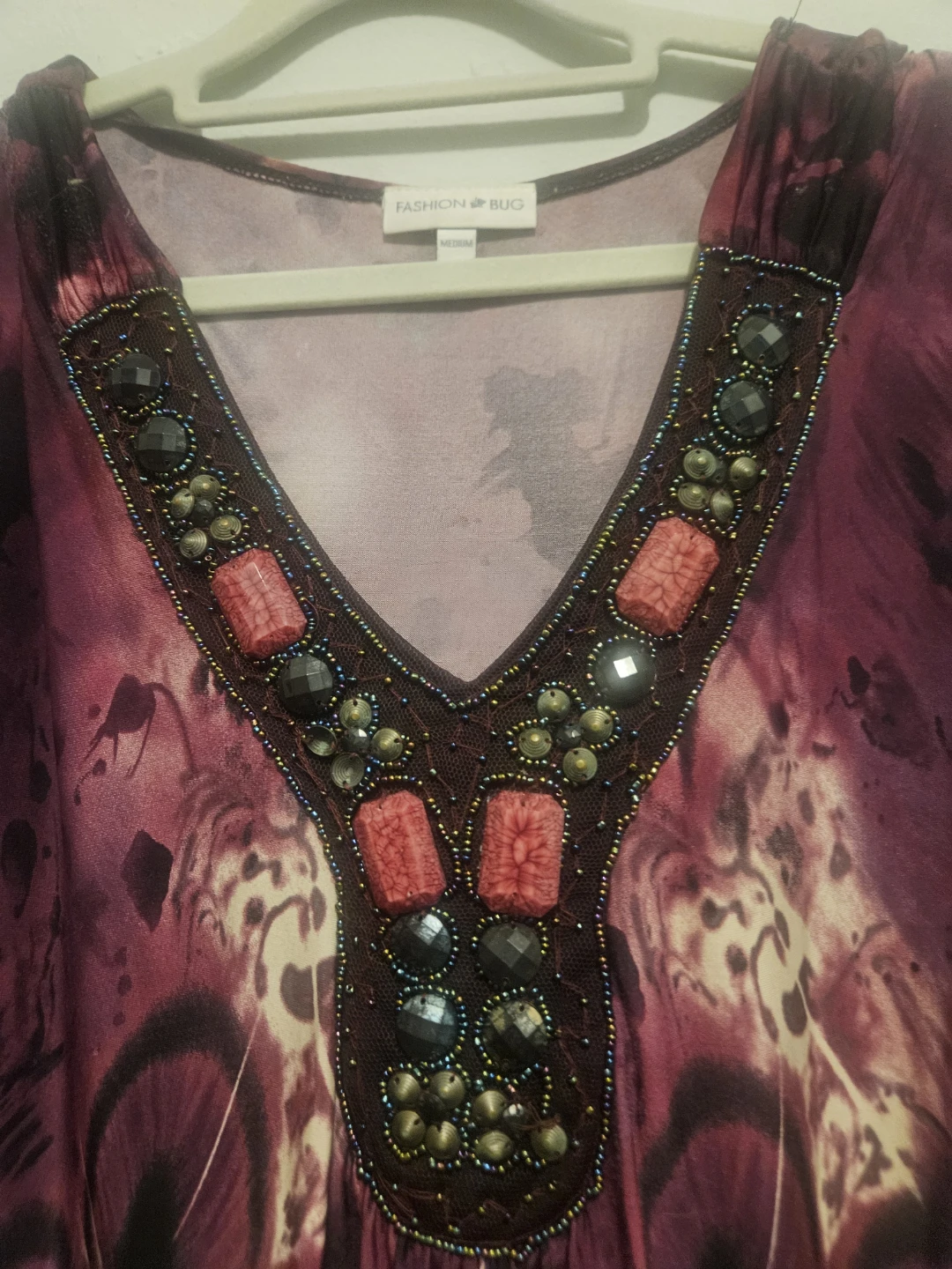 Fashion Bug Embellished V-Neck Tunic Top - Medium - photo 2
