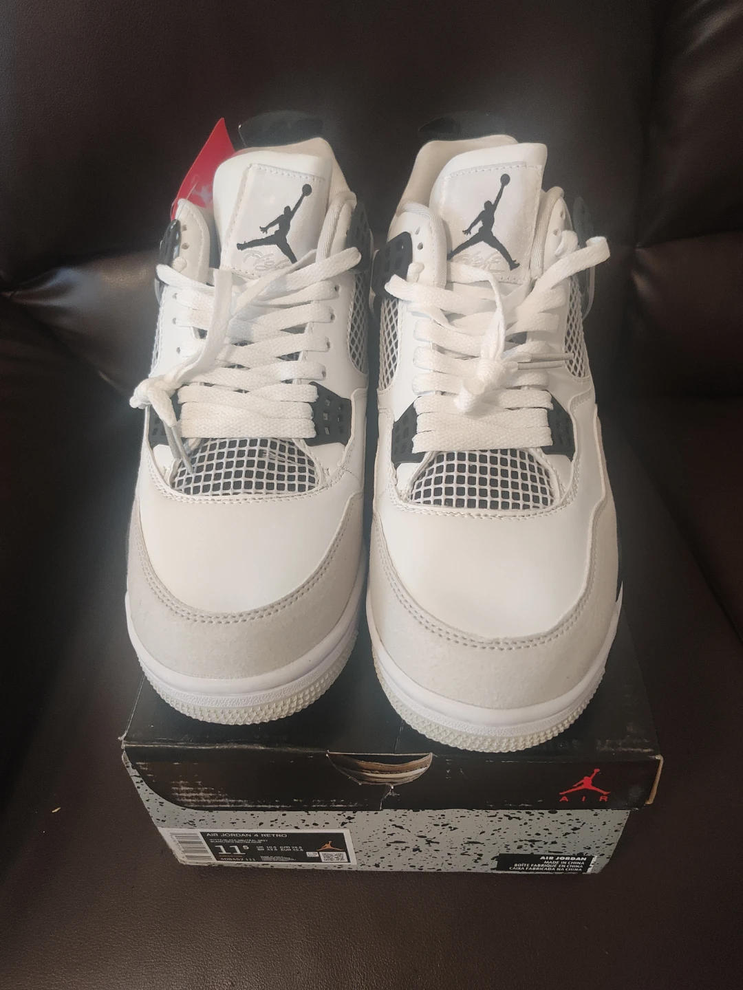 Air Jordan 4 Retro White Black Cement Size 11.5 Men's Sneakers