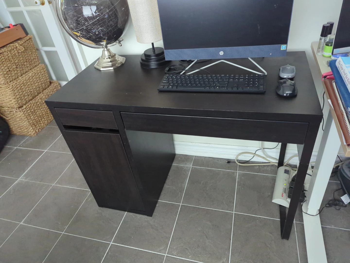 Dark Wood Desk with Drawers and Cabinet - photo 2