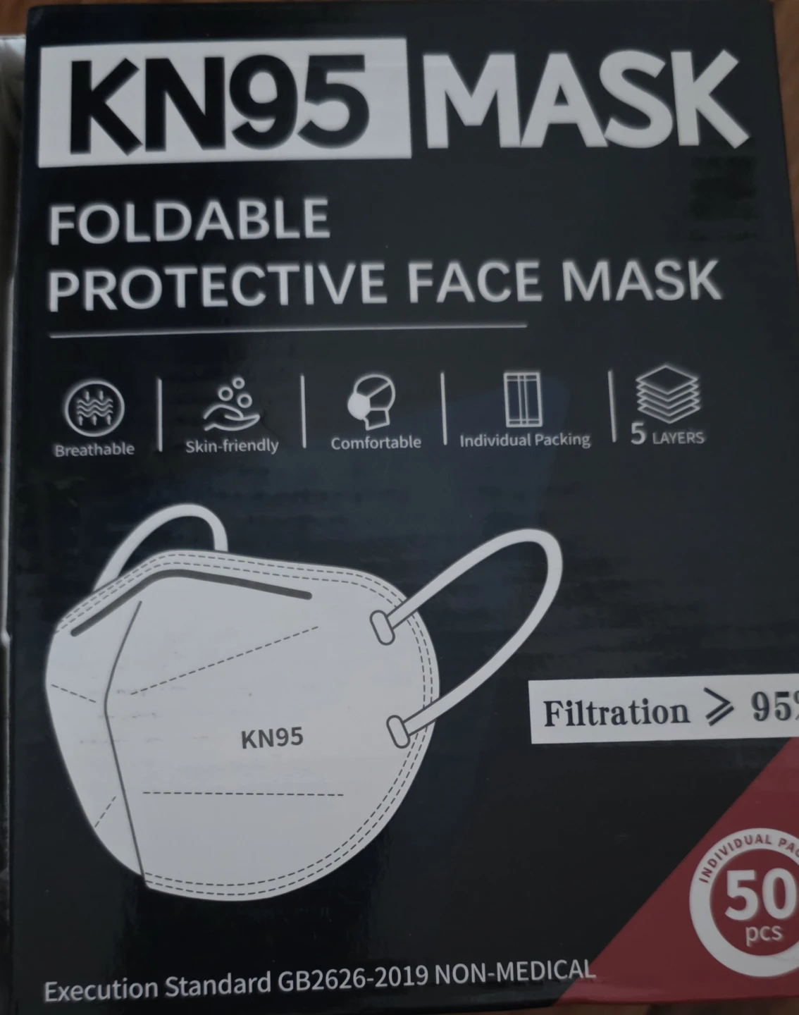 FENFEN KN95 Foldable Protective Face Masks - 50 Pcs