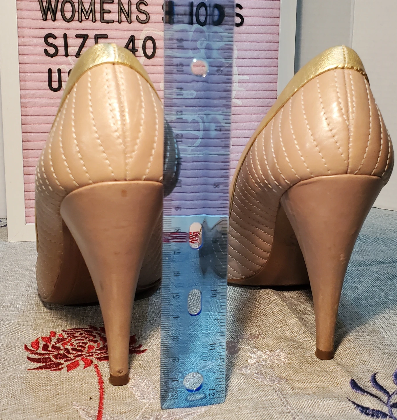 ALDO Women's Tan & Gold Quilted Pumps - Size 40 - photo 5