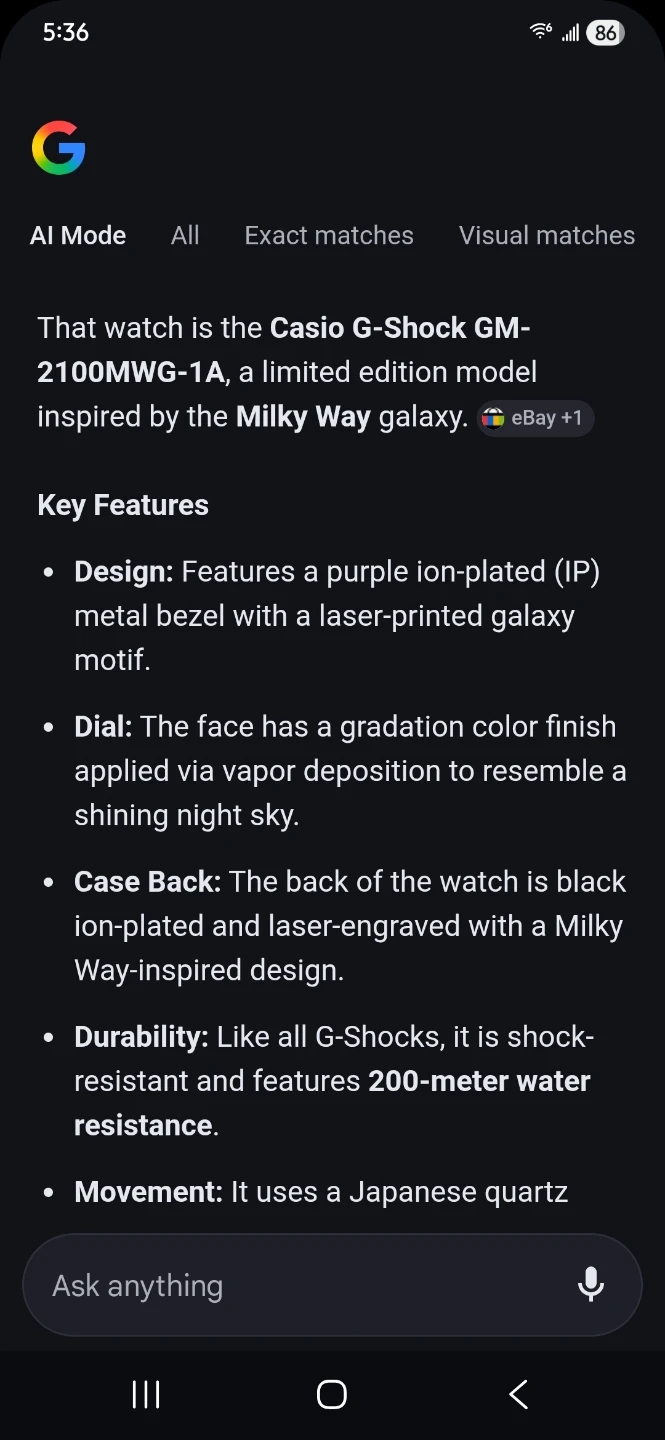 Casio G-Shock GM-2100MWG-1A Milky Way Limited Edition Watch - photo 5
