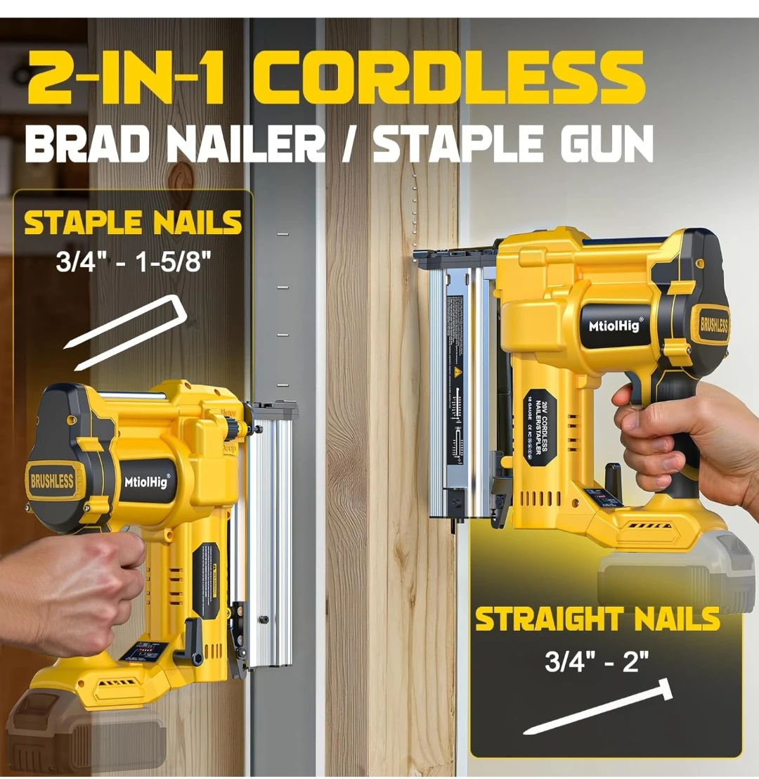 MtiolHig 2-in-1 Cordless Brad Nailer / Staple Gun - photo 3