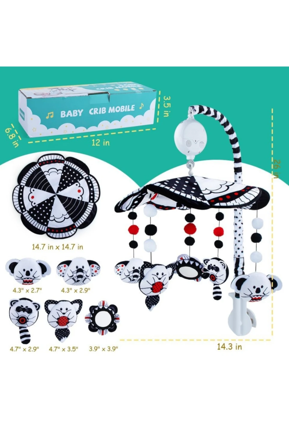Baby Crib Mobile with Music and Rotating Toys