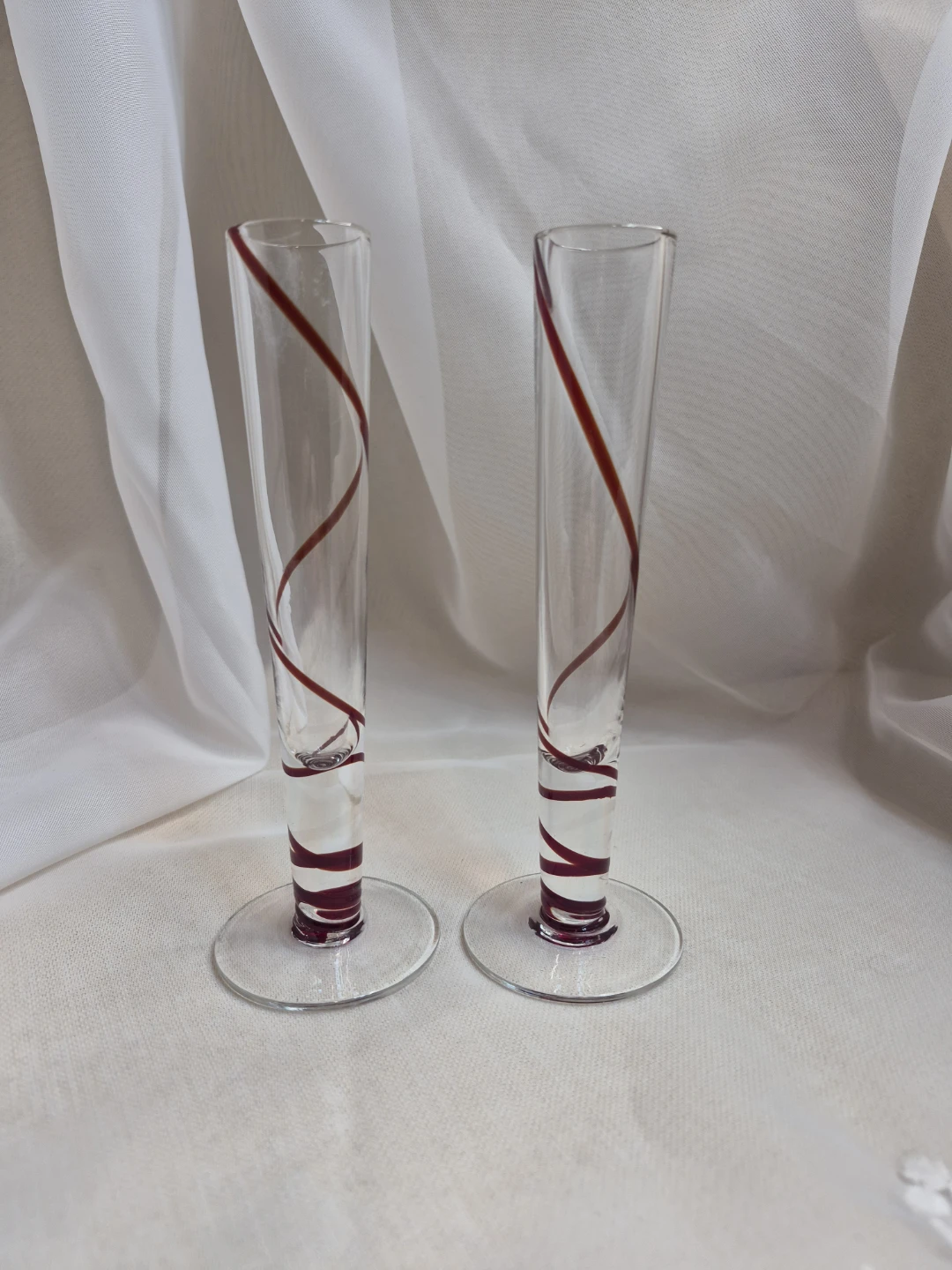 Pair of 6 1/4" Tall Peir 1 Swirl Shot Glasses